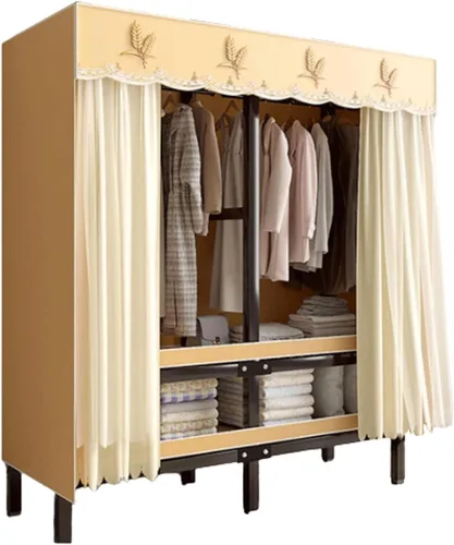 Armarios grandes plegables de 0.984 in/1 pulgada de tubo de acero para ropa, estantes de almacenamiento para dormitorio, armario grande portátil
