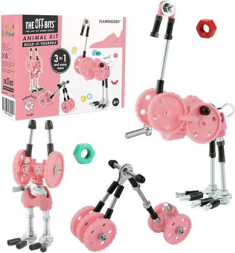 Miniatura 13 de The Off Bits - Juego de erectores: mini juguetes STEM de animales para niños de 6 años, juegos de construcción de juguetes con tuercas y tornillos