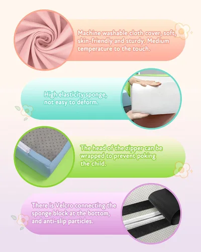 Miniatura 6 de Markdang Juego suave, bloques de escalada de espuma para bebés con parte inferior de partículas antideslizantes y conectores de velcro para niños