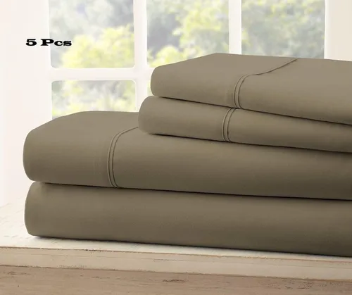 Miniatura 26 de Juego de sábanas Split King con 2 sábanas bajeras individuales XL, ropa de cama de 5 piezas, sin arrugas, resistente a la decoloración, microfibra