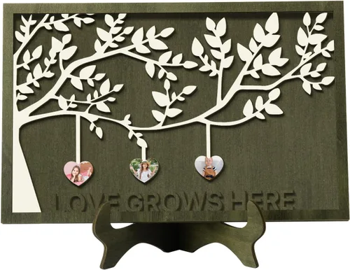 Miniatura 44 de Regalos para mamá, letrero de árbol familiar personalizado con nombres personalizados, placas de madera, decoración grabada con nombres familiares