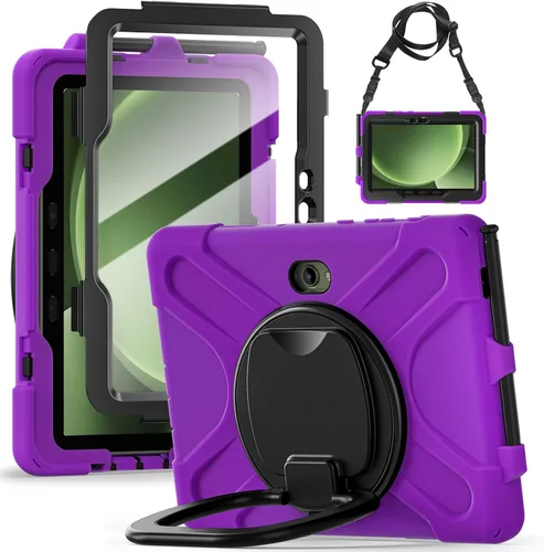 Miniatura 90 de 360 Rotation Case for Galaxy Tab ActivePro/Tab Active4 Pro/Active 5 Pro 10.1" Sturdy Cover Rotate Ring Stand Shoulder Carrying Strap Hand Strap