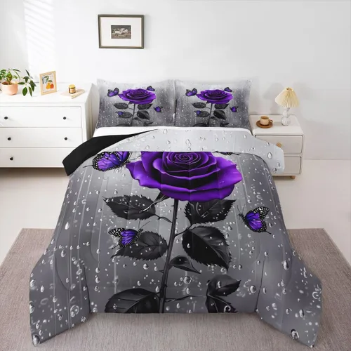 Miniatura 8 de Feelyou - Juego de funda de edredón para niños, castillo rosa, tamaño individual, lindo juego de edredón con moño, juego de cama para niños y niñas