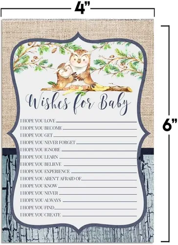 Miniatura 4 de Amanda Creation Guess Whooo - Tarjetas de deseos de bebé de 20, 4 x 6 pulgadas, actividad divertida para baby showers, recuerdos de última