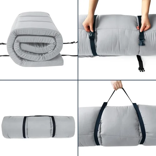 Miniatura 4 de Cubrecolchón para catre (grosor mejorado), almohadillas acolchadas de espuma para camping, almohadilla suave y cómoda para catre, solo la Gris