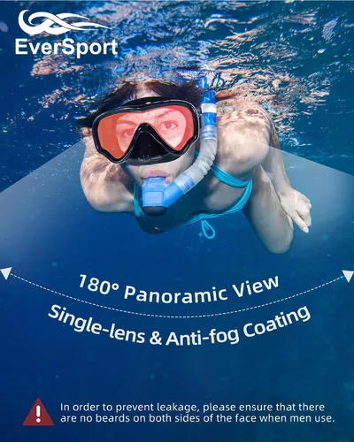 Miniatura 2 de EverSport Gafas de natación para adultos con cubierta para la nariz, máscara de buceo transparente antivaho amplia visión sin borrosidad para Negro