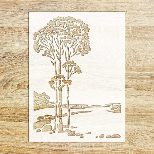 Plantilla decorativa FLONZ de árbol de eucalipto (6 x 8 pulgadas) para pintura de pared, álbumes de recortes y decoración de pasteles