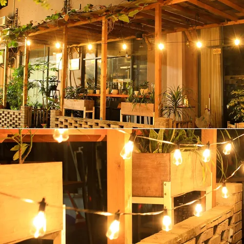 Miniatura 4 de Zuske Cadena de luces para exteriores de 25 pies, luces LED colgantes para patio con 12 bombillas inastillables, luces impermeables