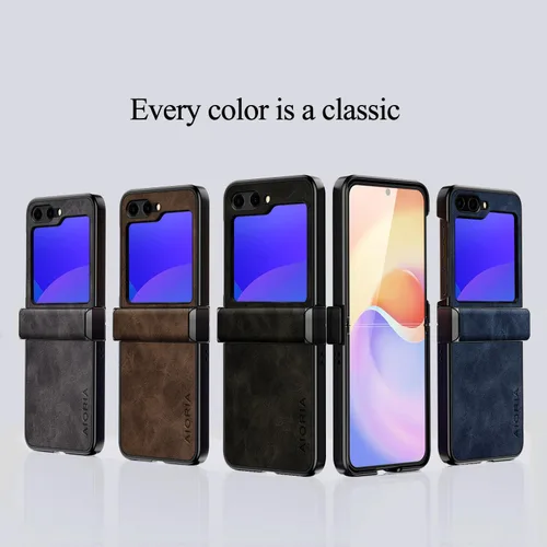 Miniatura 3 de Funda para Samsung Galaxy Z Flip 5, Funda de cuero premium Diseño retro Funda protectora completa para Samsung Z Flip 5 Flip5 5G (gris)