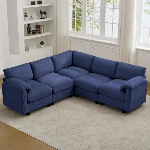 Miniatura 37 de Sofá biplaza modular de 61 pulgadas, asiento extra profundo para sala de estar, sofá de pana profundo con almohadas para reposabrazos, cosido