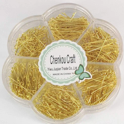 Miniatura 4 de Chenkou Craft 700 pines surtidos de 7 tamaños para hacer joyas (dorado, mezcla)