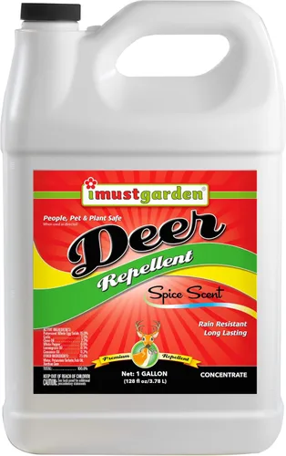 I Must Garden - Concentrado repelente de ciervos – 1 galón: aroma a especias en aerosol para plantas – Ingredientes naturales – Hace 10 galones,