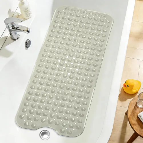 Miniatura 32 de Tapete de ducha negro antideslizante de 17 x 30 pulgadas, tamaño estándar, tapete de baño de burbujas suaves para ducha interior, tapete de baño
