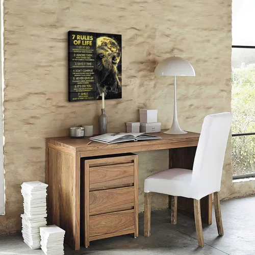 Miniatura 5 de Arte de pared motivacional de 7 reglas de la vida para el aula, impresiones inspiradoras, cuadros de león, lienzo para decoración de pared, citas