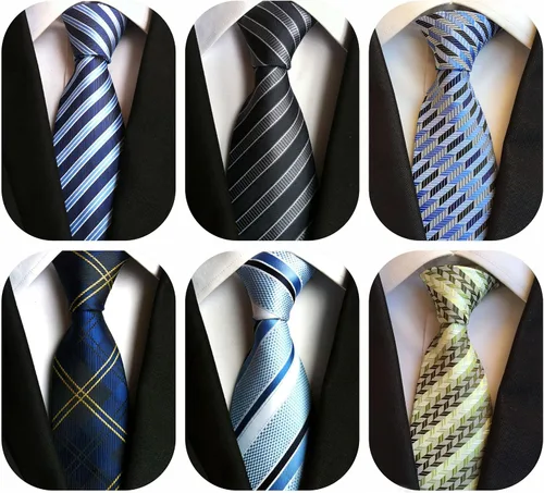 Miniatura 65 de WeiShang Lote de 6 corbatas clásicas de seda para hombre, corbatas tejidas jacquard