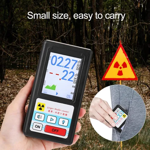 Miniatura 8 de Geiger profesional detector de radiación nuclear portátil beta gamma dosímetro de rayos X con pantalla LCD ±10% recargable para inspección