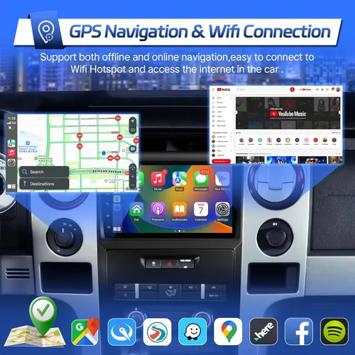 Miniatura 4 de Leadfan Radio de coche para Ford F150 2009 2010 2011 2012 estéreo inalámbrico Apple CarPlay y Android Auto, 9 pulgadas IPS pantalla táctil Radio