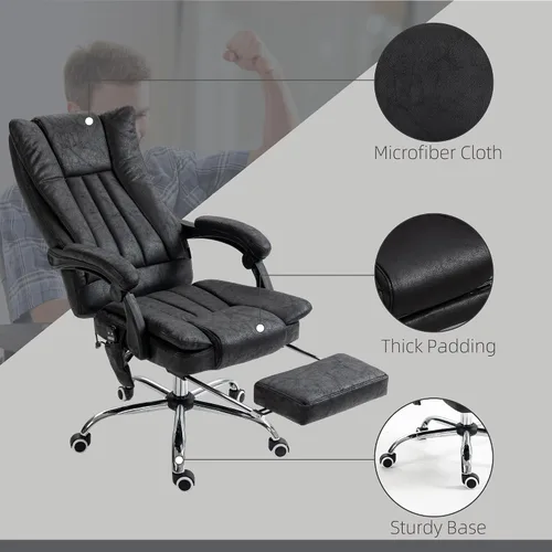 Miniatura 6 de Vinsetto Silla de oficina de masaje de vibración de 6 puntos, silla de computadora con respaldo alto con calor, altura ajustable, respaldo Negro