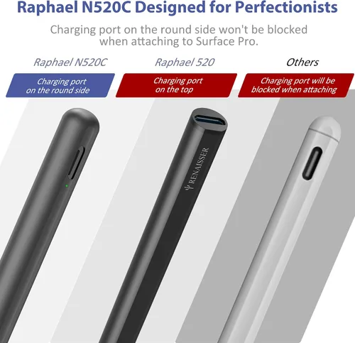 Miniatura 6 de RENAISSER Raphael N520C - Bolígrafo de superficie MPP 2.0 Stylus for Surface Pro/Go/Book/Studio, 4096 Pressure, Tilt Sensitivity, Ultra-light
