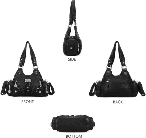 Miniatura 6 de Bolsos Angel Kiss para mujer, pequeños, tipo hobo, de hombro, de piel Vagen, con múltiples bolsillos, bolsa tipo bandolera con cierre de cremallera