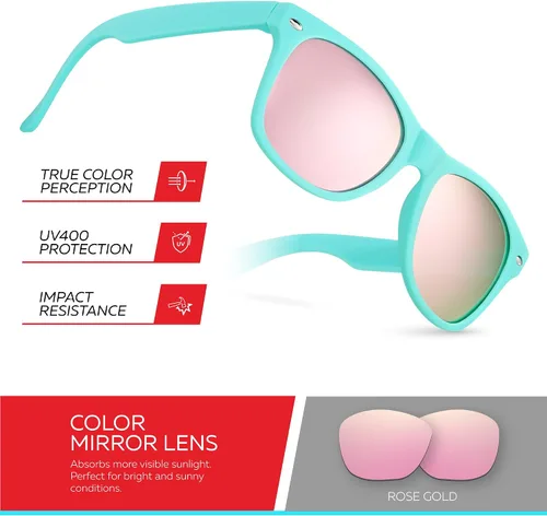 Miniatura 35 de Retro Rewind Lentes de sol para niños y niñas de 3 a 12 años, inastillables, UV400, lentes de sol para niños pequeños
