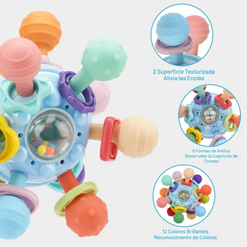 Miniatura 3 de Juguetes Sensoriales Montessori para Bebés de 0-6 6-12 Meses, Mordedor Juguetes de Dentición para Bebés de 0 3 6 9 12 18 Meses, Juguetes