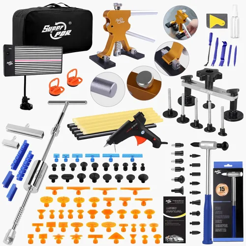 Super PDR Kit de Reparación de Abolladuras sin Pintura, Kit Extractor de Abolladuras, Herramientas de Eliminación de Abolladuras de Automóvil con