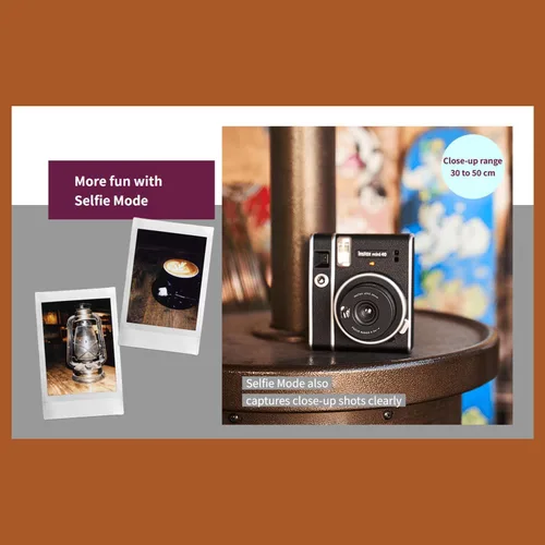Miniatura 4 de Fujifilm Cámara Instax Mini 40 de película instantánea negra + paquete de 20 impresiones instantáneas Instax