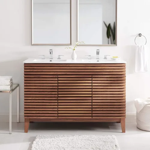 Miniatura 77 de Modway Render 23.5" tocador de baño en nogal (lavabo no incluido)
