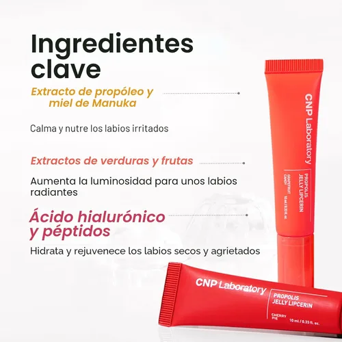 Miniatura 6 de CNP Propolis Jelly Lipcerin™ - 01 Honey Cake, bálsamo labial y brillo hidratante con miel de manuka + ácido hialurónico, rellenos para calcetines