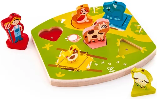 Hape – Farmyard Sound Puzzle Game (10 pieza), multicolor, 5" x 2"