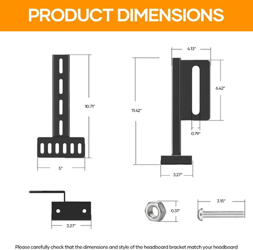 Miniatura 4 de Soportes de cabecera ajustables para marcos de cama de metal, kit de fijación universal para cabecero con extensión de estribo Se adapta a camas
