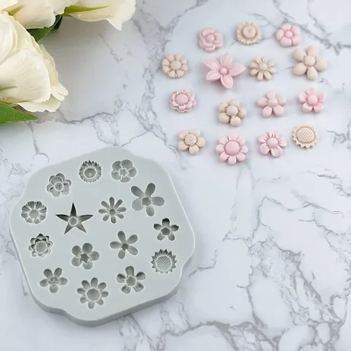 Miniatura 4 de Moldes de arcilla polimérica de flores, 2 moldes de arcilla polimérica para la fabricación de joyas, moldes de silicona en miniatura de margaritas