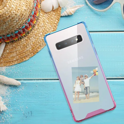 Miniatura 2 de Funda para Galaxy S10 (no Plus), transparente y bonita funda delgada con degradado para teléfono, TPU reforzado, parte trasera de policarbonato azul