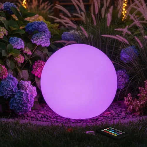 Miniatura 12 de Luz solar de globo brillante de 8 pulgadas, lámpara solar de bola de jardín de 16 colores cambiantes, luz de orbe brillante con control remoto