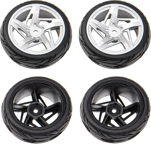 Miniatura 2 de Llantas hexagonales de 5 radios de 0.472 in y neumáticos de goma compatibles con HSP Tamiya HPI Kyosho 1/10 On-Road Touring Car, WLtoys 1/14 144001