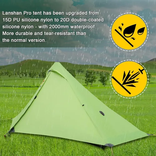 Miniatura 2 de 3F UL Gear Lanshan PRO Lanshan - Tienda de campaña ultraligera para 3 estaciones para 1 persona, tienda de campaña profesional impermeable