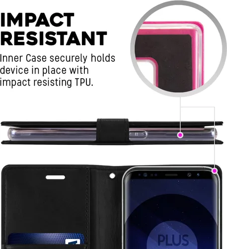 Miniatura 2 de GOOSPERY Blue Moon Wallet para Samsung Galaxy Note 8 Case (2017) Funda de cuero con tapa (Negro)