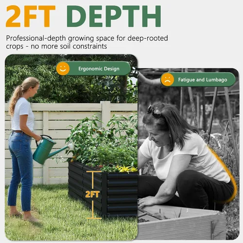 Miniatura 4 de Cama de jardín elevada con enrejado de arco para plantas trepadoras, cama de jardín elevada galvanizada, jardineras al aire libre para verduras