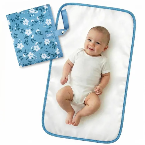 Cambiador de pañales portátil para bebé, cambiador compacto impermeable con correa para la muñeca, cambiador de viaje lavable para bolsa de pañales