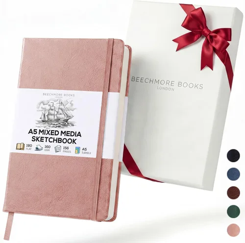 Miniatura 15 de Beechmore Books Cuaderno de bocetos A4 – Libro de bocetos de gran formato de 8.5x11 con tapa dura encuadernado en cuero vegano premium con 156