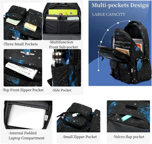 Miniatura 4 de Boys Backpacks for Primary Junior School Kids Backpack with Lunch Box Galaxy Space Bookbags for Boys Girls