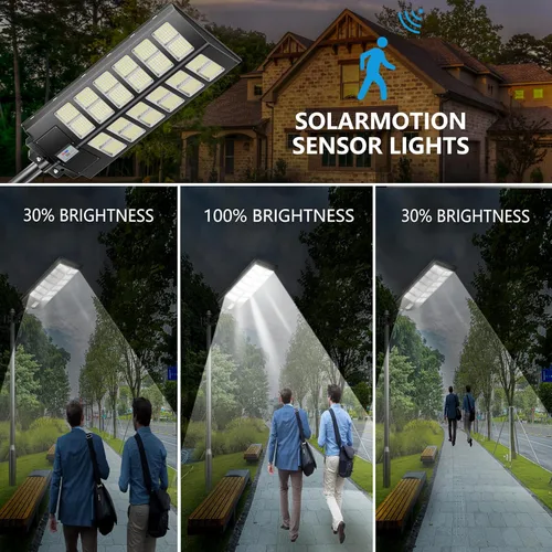 Miniatura 7 de Paquete de 1 luz solar de calle – 9000 W luces de calle al aire libre 260000LM del atardecer al amanecer luz de estacionamiento de energía solar