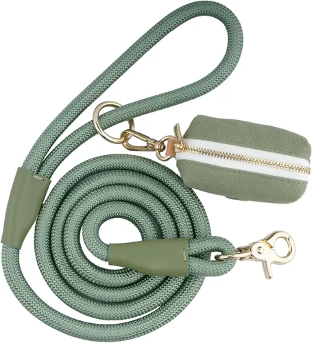 Miniatura 7 de Correa de perro de cuerda de nailon de 5 pies con soporte para bolsa de excrementos, correa de perro resistente a presión, correa de cuerda de mango