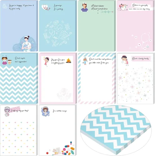 Fuutreo 10 unidades divertidas de notas adhesivas para enfermeras, regalos de agradecimiento para enfermeras, bloc de notas con temática médica,