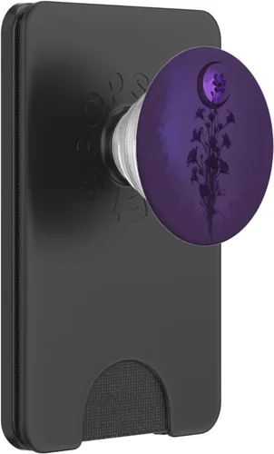 Miniatura 7 de Boho Moon Wildflower Floral sobre fondo morado oscuro PopSockets intercambiables PopGrip