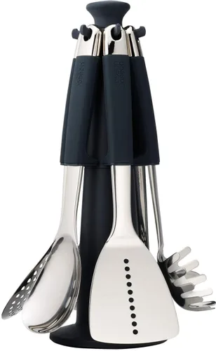 Miniatura 8 de Joseph Joseph Elevate Carousel - Juego de utensilios de cocina de nailon con soporte de almacenamiento giratorio, 6 piezas, color gris
