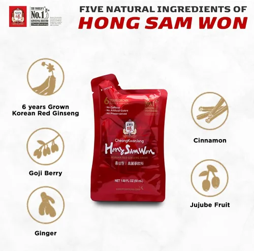 Miniatura 3 de CheongKwanJang - Bebida de ginseng rojo coreano con extracto de jengibre, bayas de Goji, canela, té de hierbas asiáticas antes del entrenamiento