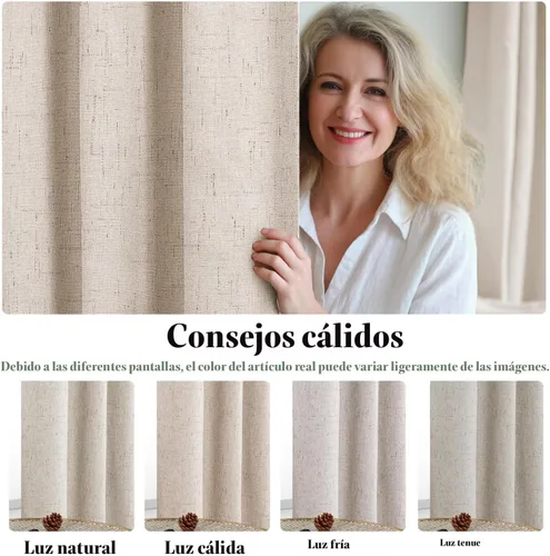 Miniatura 7 de H.VERSAILTEX - Cortinas opacas de lino con textura gruesa y duradera, aspecto de lino, 100% opacas, con ojales antioxidantes, panel de cortina