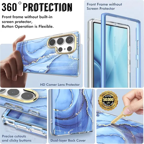 Miniatura 2 de Funda para Samsung Galaxy S23 Ultra con parachoques [sin protector de pantalla] + protector de cámara, TPU a prueba de golpes, protección de 360°